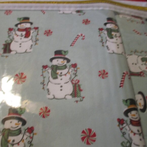 NWT QUEEN Size Sheet Set 6-pc Lenox Snowman Christmas Peppermint Candy Cane - Picture 4 of 4